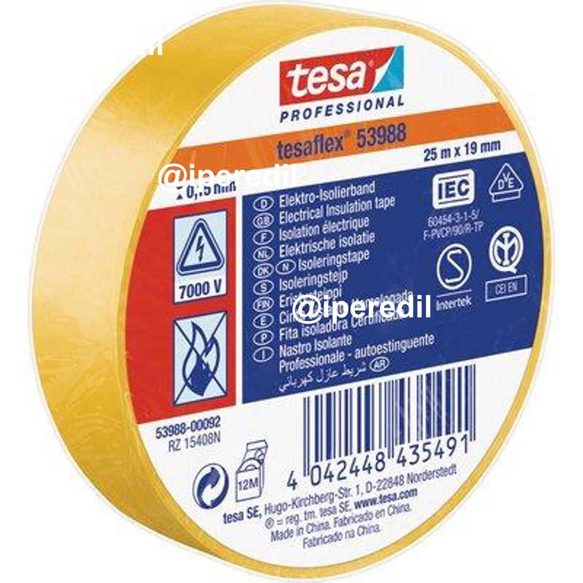 NASTRO PVC ISOLANTE IMQ TESA GIALLO MM 19 ML 25