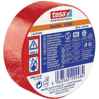 NASTRO PVC ISOLANTE IMQ TESA ROSSO MM 25 ML 25