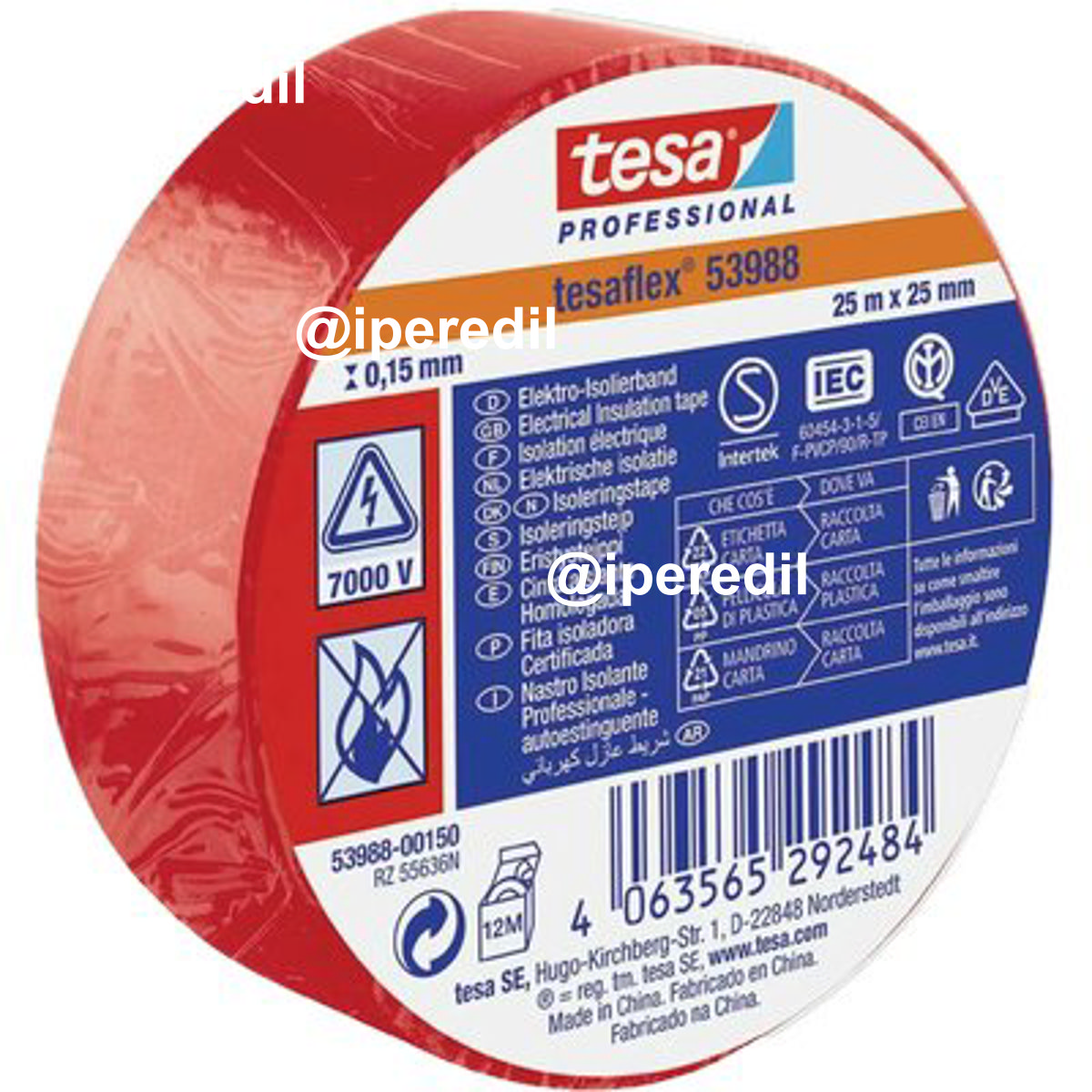 NASTRO PVC ISOLANTE IMQ TESA ROSSO MM 25 ML 25 - 07400327