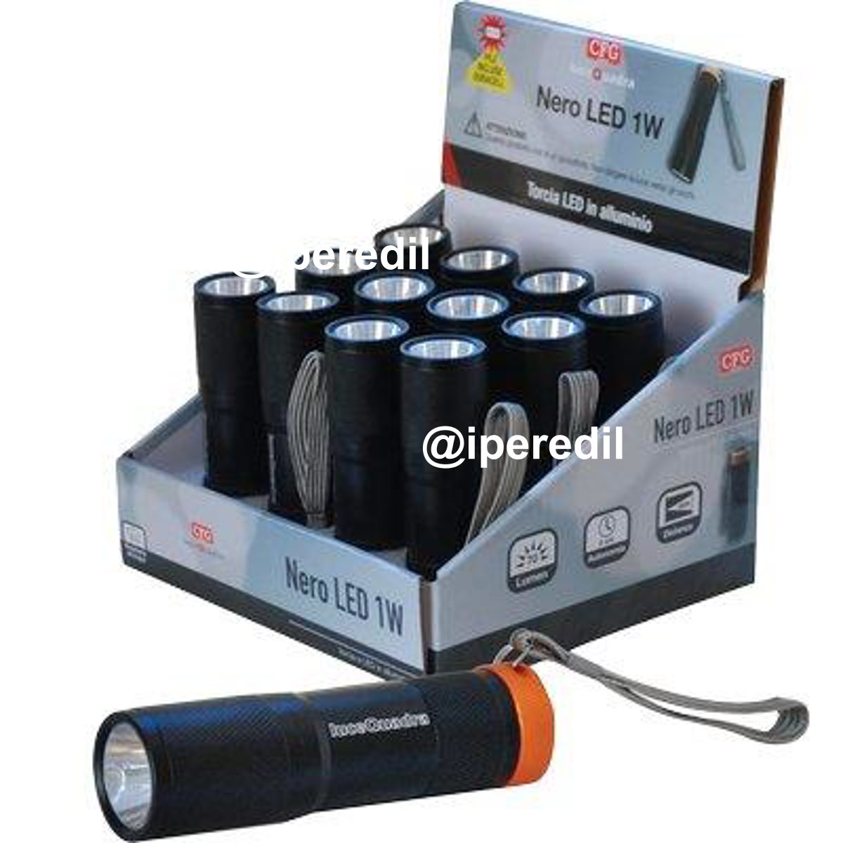 TORCIA LED NERO LED 1 EXPO LUCE QUADRA WATT 3 3XMINI STILO AAA INCLUSA CF=PZ 12