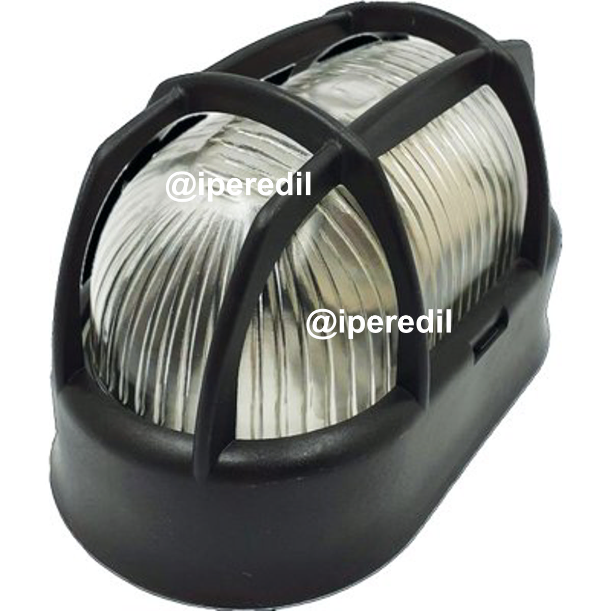 PLAFONIERA PPL + VETRO OVALE + GRIGLIA NERO VOLT 230 W MAX 60 E27 CM 10,5X18,5 H.CM 10,8