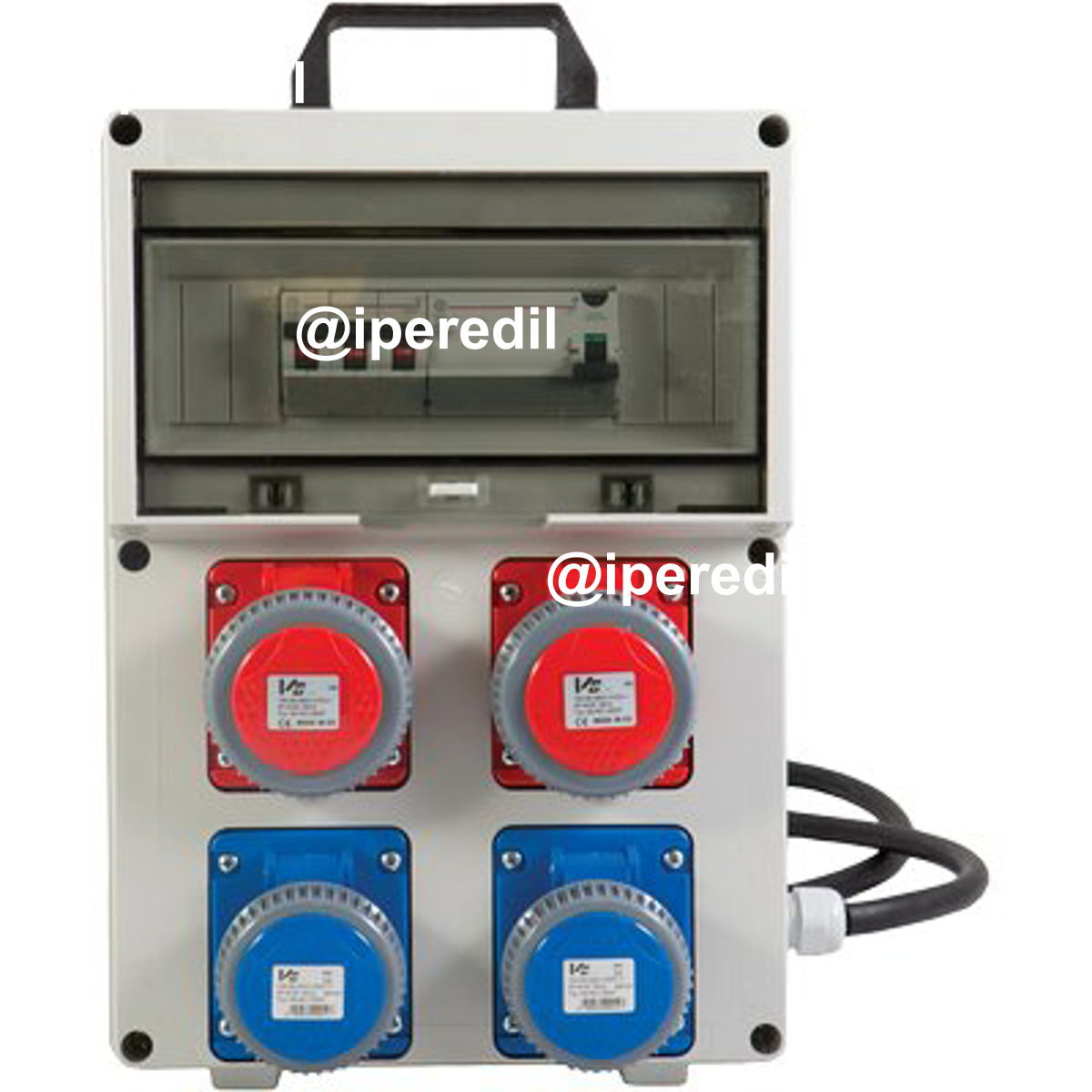 QUADRO DISTRIBUZIONE ROSSO/BLU PL380/2/2 VB PRESE CEE BLU X2+CEE ROSSA X2 MM 204X403 H.MM 177