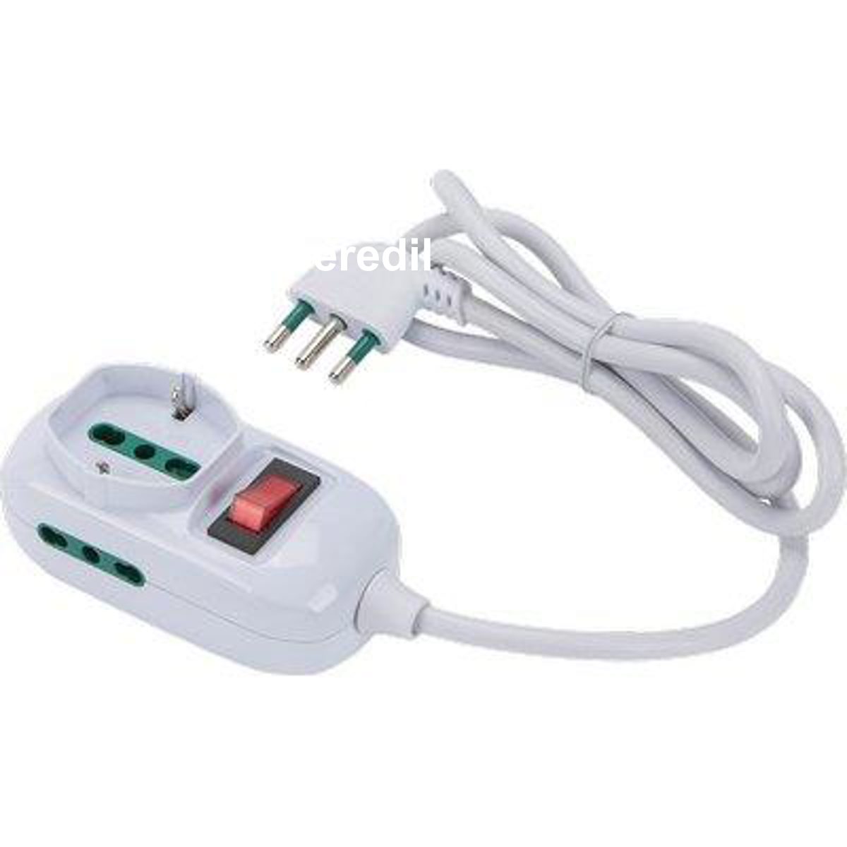 MULTIPRESA TRIAX BIPASSO + SCHUKO+ TERMICO RETAIL BIANCO POSTI 3 2P+T 16A N°XMMQ 3X0,75 MT 1,2