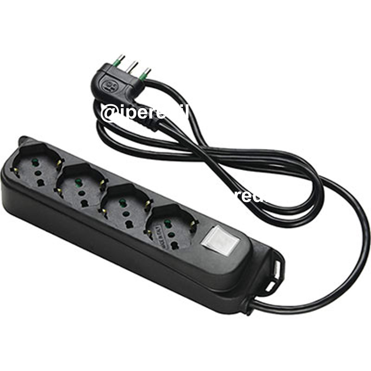 MULTIPRESA BIPASSO SCHUKO + INT.LUM RETAIL FME NERO POSTI 4 2P+T 16A N°XMMQ 3X1,0 MT 1,5