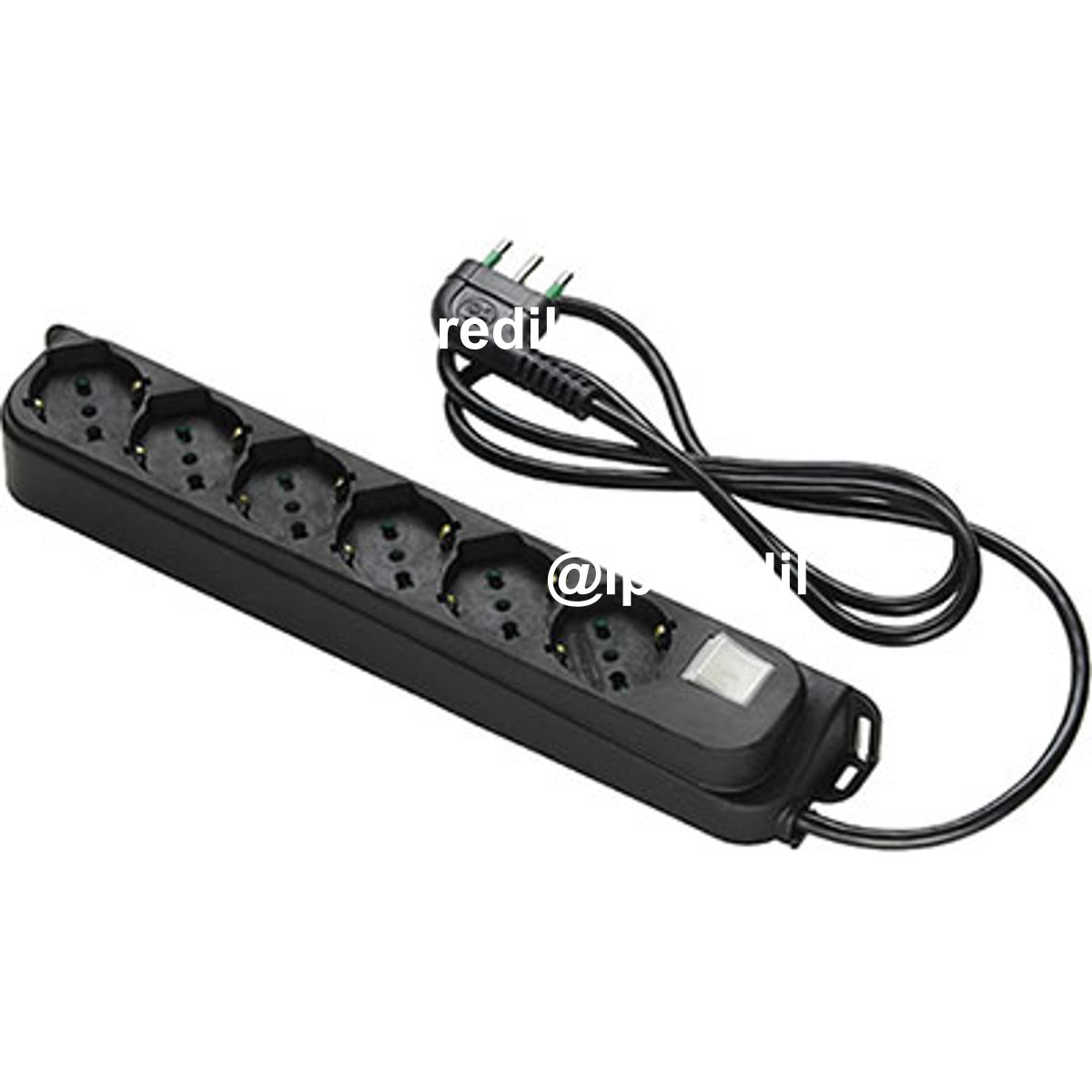 MULTIPRESA BIPASSO SCHUKO + INT.LUM RETAIL FME NERO POSTI 6 2P+T 16A N°XMMQ 3X1,0 MT 1,5