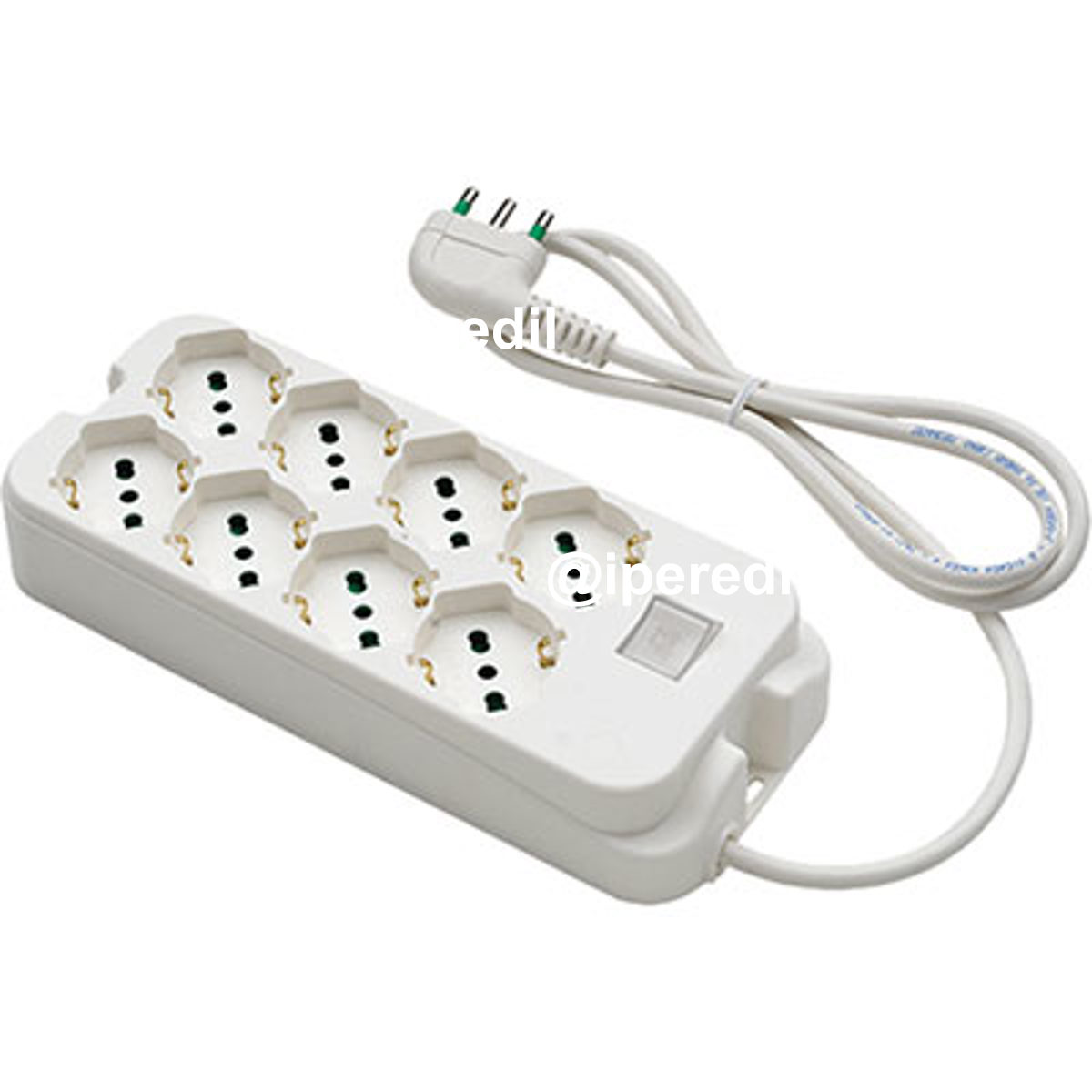 MULTIPRESA BIPASSO SCHUKO + INT.LUM RETAIL FME BIANCO POSTI 8 2P+T 16A N°XMMQ 3X1,0 MT 1,5