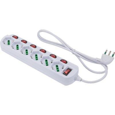 MULTIPRESA BIPASSO SCH +7 INT.LUM RETAIL FME BIANCO POSTI 6 2P+T 16A N°XMMQ 3X1,0 MT 1,2