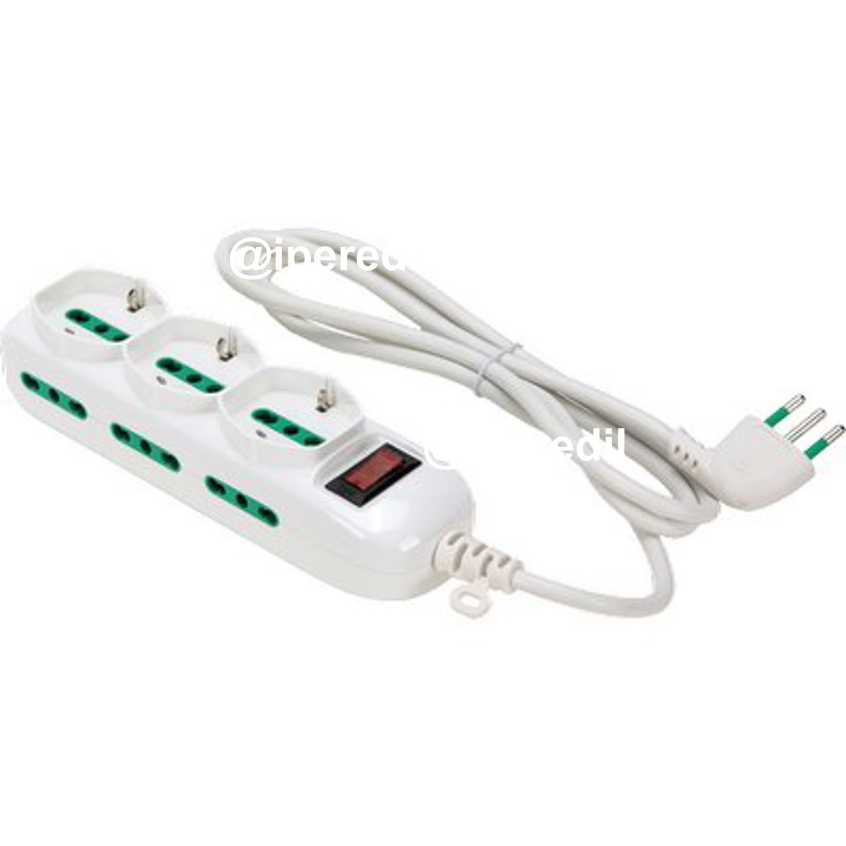 MULTIPRESA BIPASSO SCHUKO + TERMICO TRIAX FME BIANCO POSTI 9 2P+T 16A N°XMMQ 3X0,75 MT 1,5