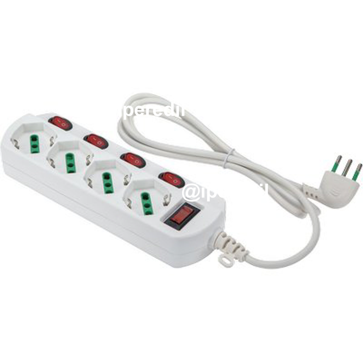 MULTIPRESA BIPASSO SCH +4 INT.LUM RETAIL FME BIANCO POSTI 4 2P+T 16A N°XMMQ 3X0,75 MT 1,5