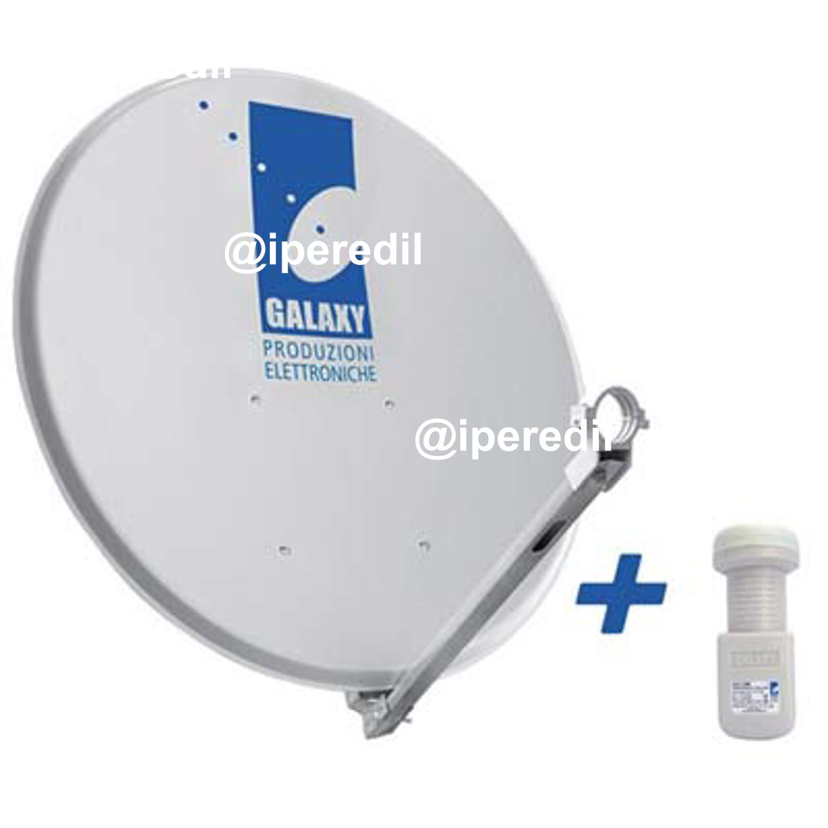 PARABOLA SATELLITARE + ILLUMINATORE GALAXY ACCIAIO ZINCATO CM 80