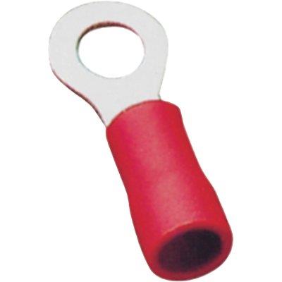 TERMINALE AD ANELLO A STRINGERE ROSSO X CAVO MMQ 4,0/6,0 FORO MM 6,5 CF=PZ 15