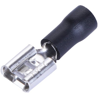 TERMINALE PIATTO FEMMINA A STRINGERE NERO X CAVO MMQ 1,5/2,5 MM 7,4 CF=PZ 20