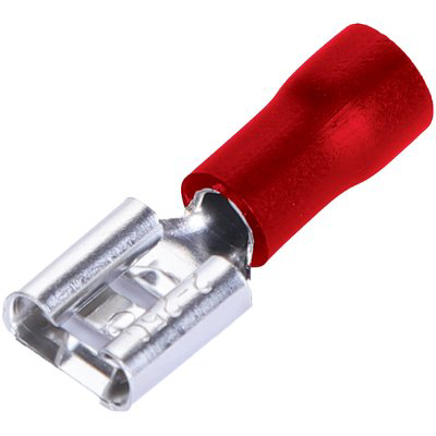 TERMINALE PIATTO FEMMINA A STRINGERE ROSSO X CAVO MMQ 1,5/2,5 MM 7,4 CF=PZ 20