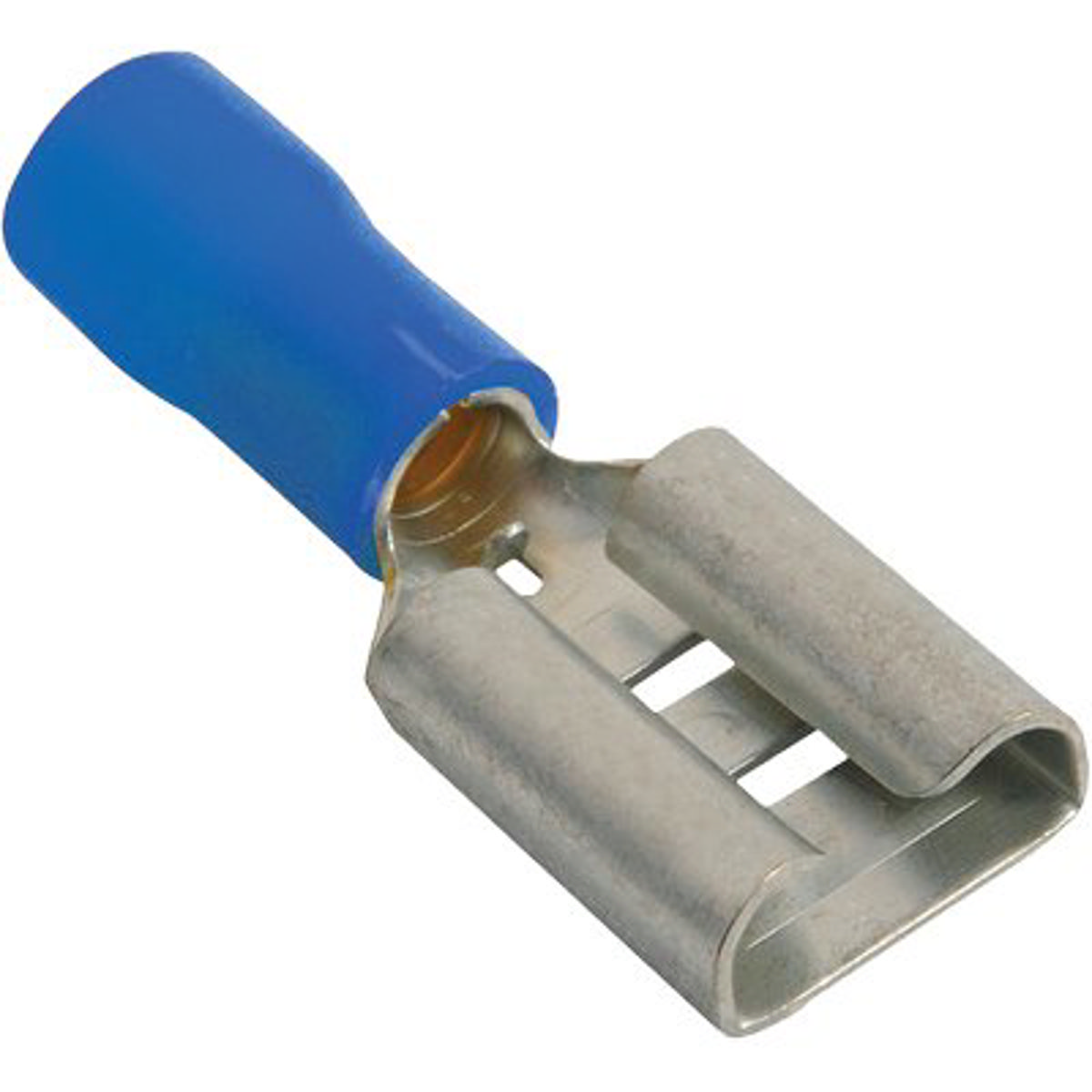 TERMINALE PIATTO FEMMINA A STRINGERE BLU X CAVO MMQ 1,5/2,5 MM 6,3 CF=PZ 10