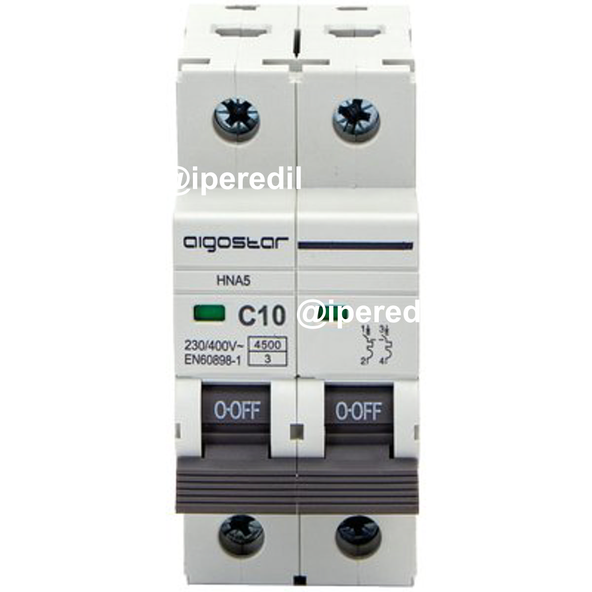 INTERRUTTORE MAGNETOTERMICO 2 POSTI AIGOSTAR 2P VOLT 230 A 10 KA 4,5 BIPOLARE
