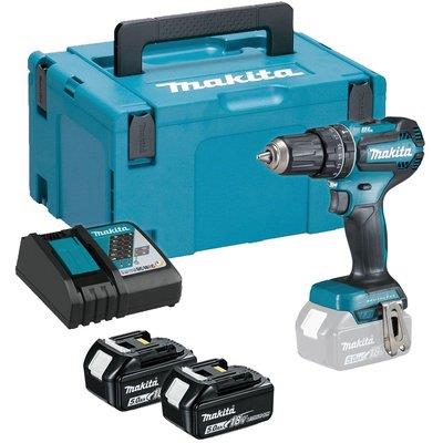 TRAPANO AVVIT PERCUS BATTERIA DHP485RTJ MAKITA VOLT 18X2 AH 5,0 + VALIGIA