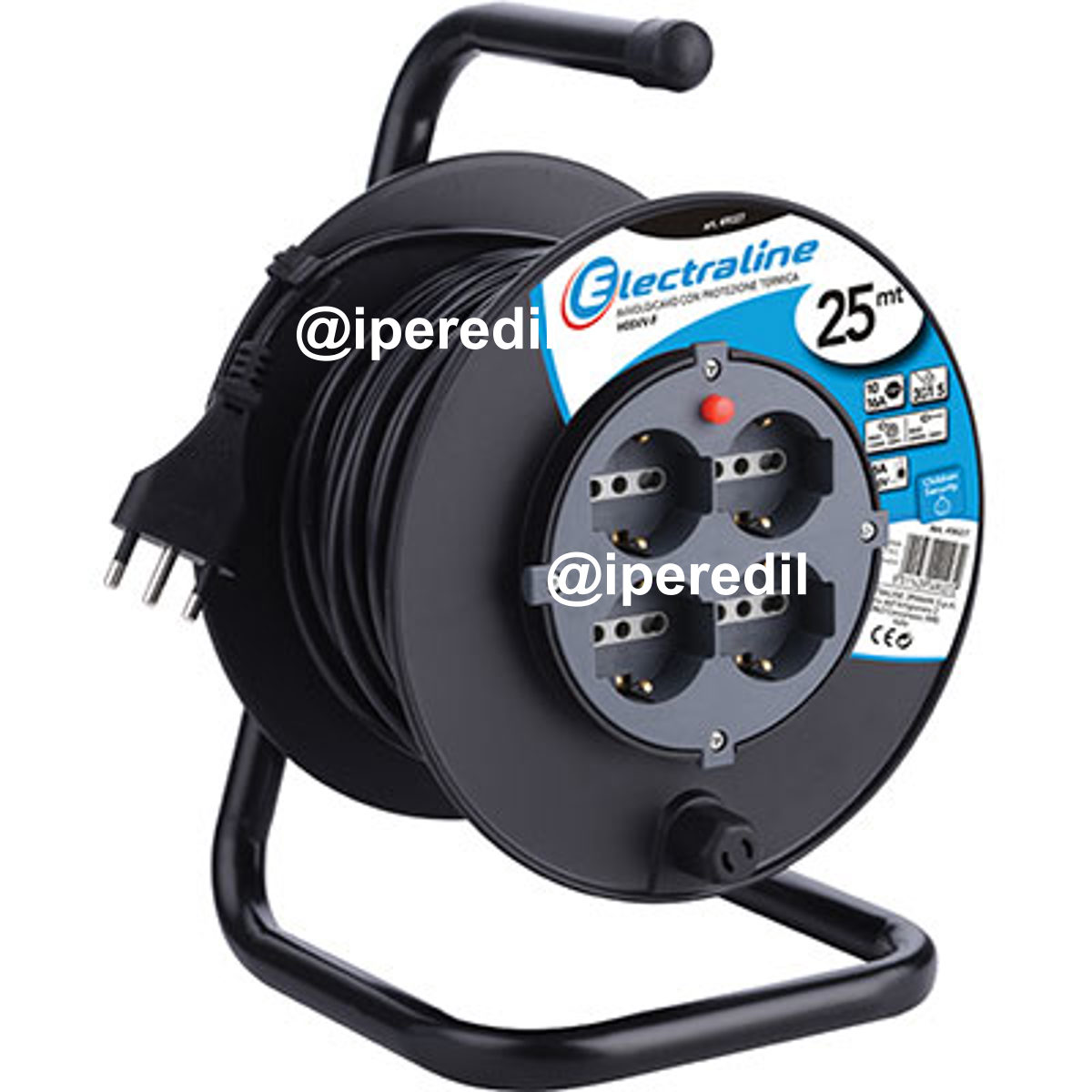 AVVOLGICAVO BRICOLAGE 49027 ELECTRALINE 2P+T 16A BIPASSO SCHUKO X4 N°XMMQ 3X1,5 MT 25