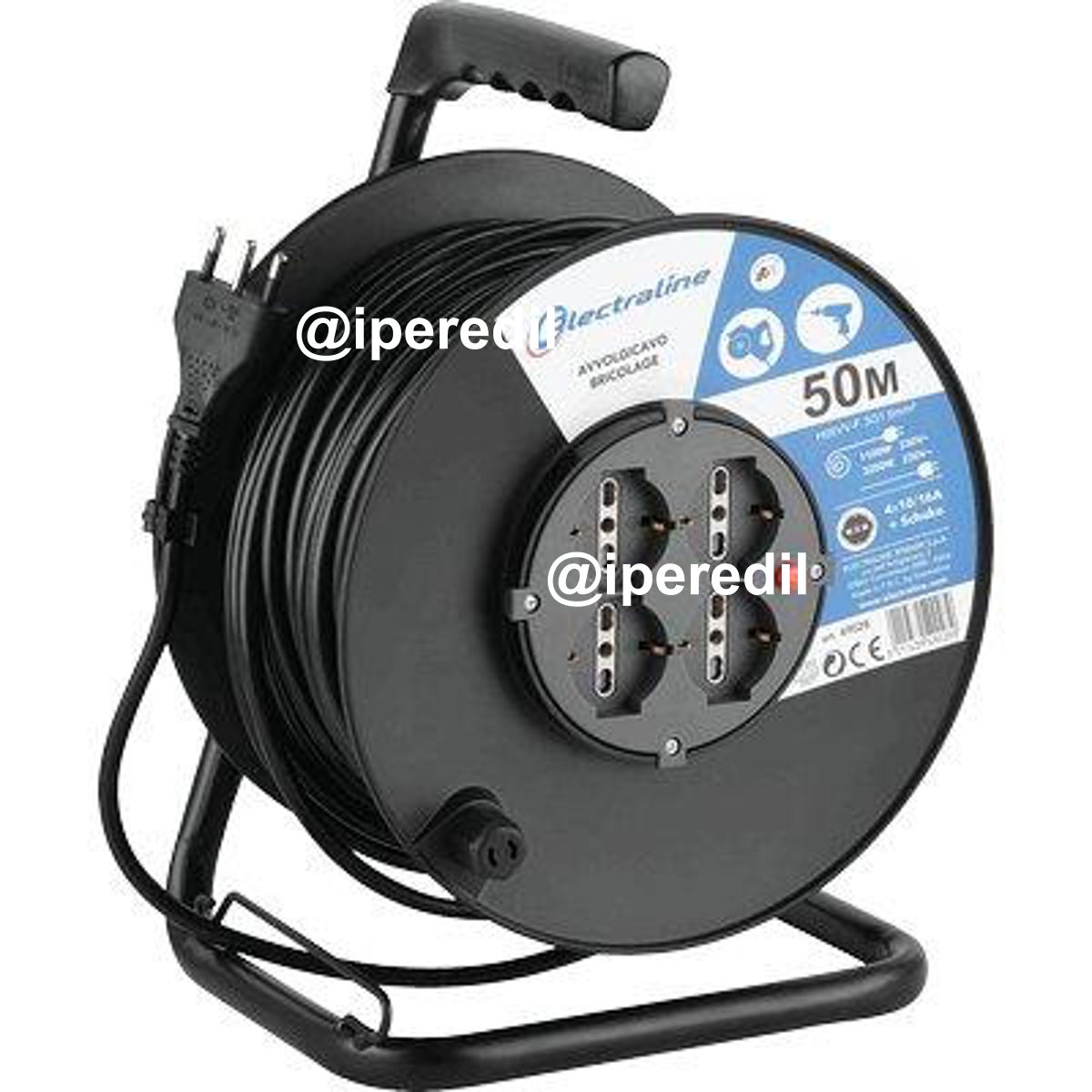 AVVOLGICAVO BRICOLAGE 49028 ELECTRALINE 2P+T 16A BIPASSO SCHUKO X4 N°XMMQ 3X1,5 MT 50