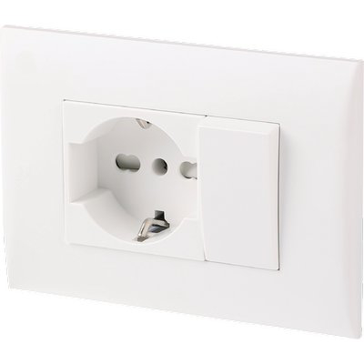 PLACCA PRECOMPOSTA 2212 ELECTRALINE BIANCO POSTI 2 DEVIATORE + SCHUKO VOLT 220 A 16