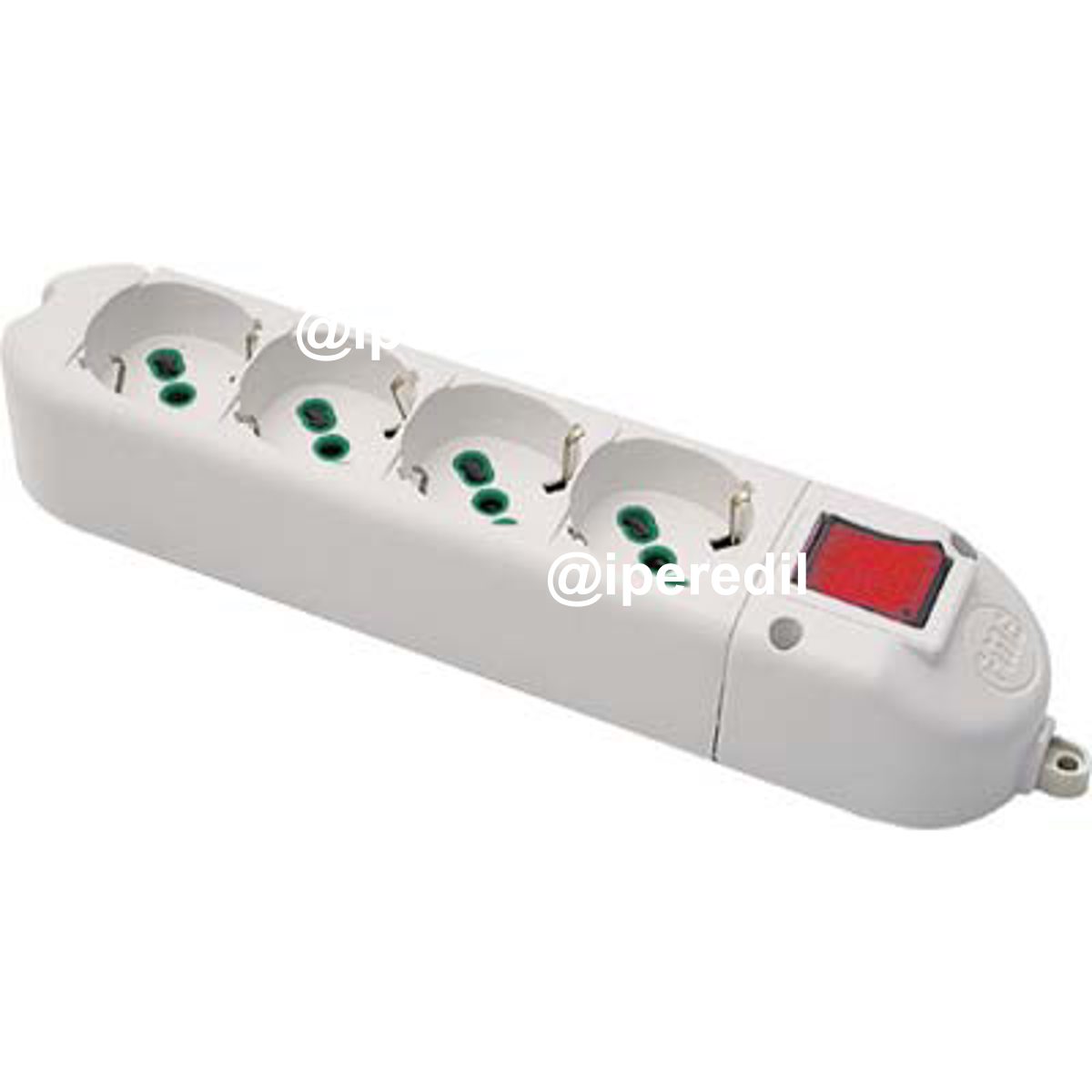 MULTIPRESA - CAVO BIPASSO + SCHUKO + INT.LUM FME BIANCO POSTI 4 2P+T 16A