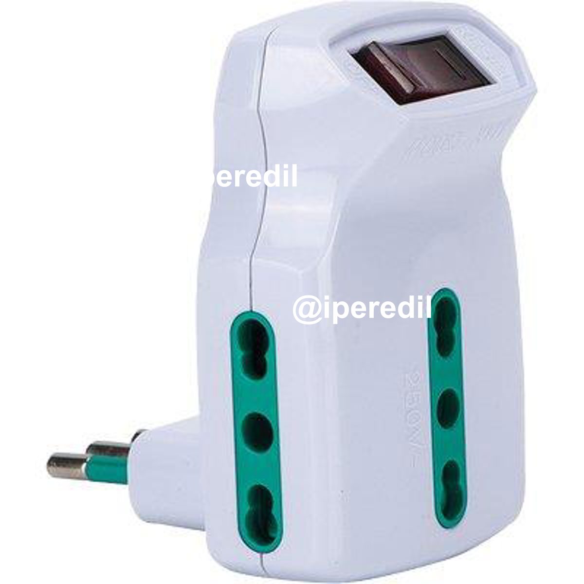ADATTATORE TRIPLO 10A-10/16A FME BIANCO 2P+T + INTERRUTTORE TERMICO
