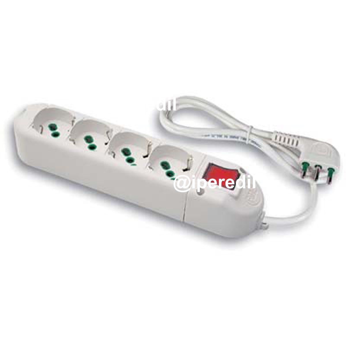 MULTIPRESA BIPASSO SCHUKO + INT.LUM FME BIANCO POSTI 4 2P+T 16A N°XMMQ 3X1,0 MT 1,5