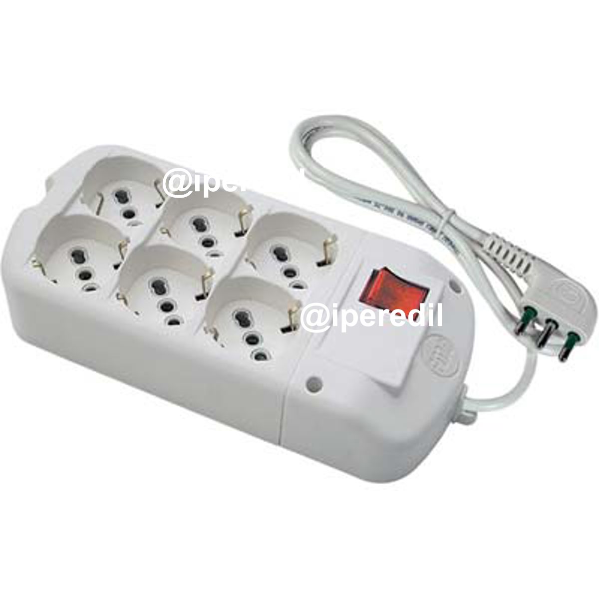 MULTIPRESA BIPASSO SCHUKO + INT.LUM FME BIANCO POSTI 6 2P+T 16A N°XMMQ 3X1,0 MT 1,5