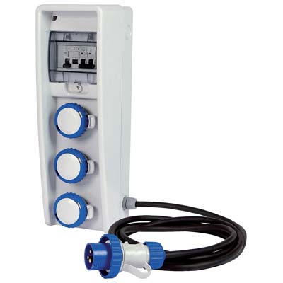 QUADRO DISTRIBUZIONE BLU ULISSE FME PRESE CEE BLU X3 MM 150X450 H.MM 137