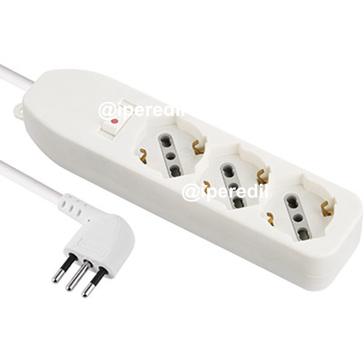 MULTIPRESA BIPASSO SCHUKO + TERMICO ELECTRALINE BIANCO POSTI 3 2P+T 10A N°XMMQ 3X0,75 MT 1,5