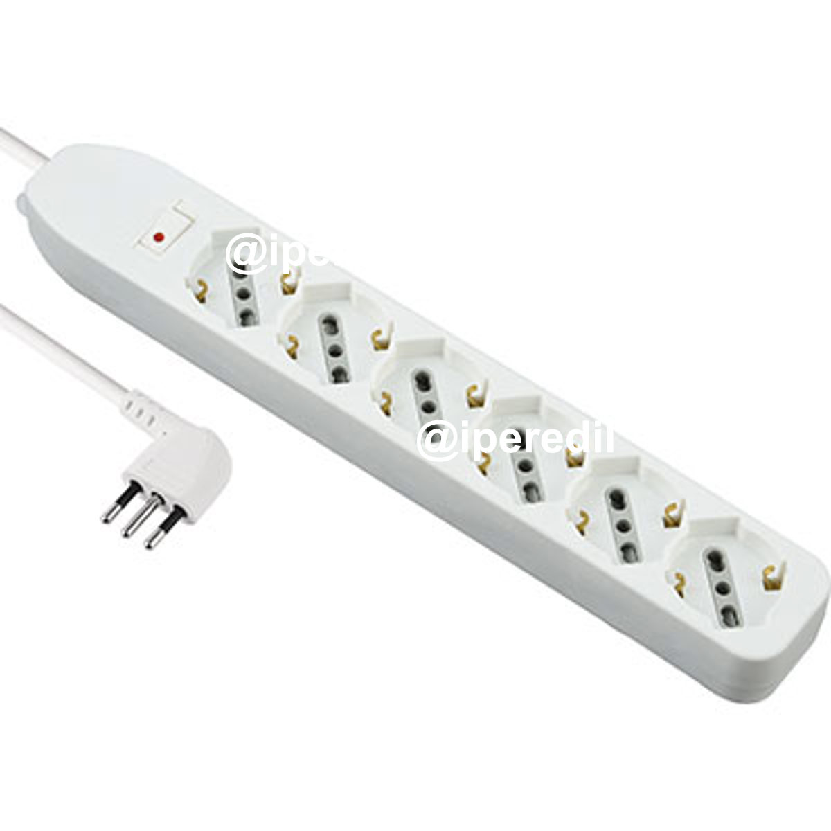 MULTIPRESA BIPASSO SCHUKO + TERMICO ELECTRALINE BIANCO POSTI 6 2P+T 10A N°XMMQ 3X0,75 MT 1,5