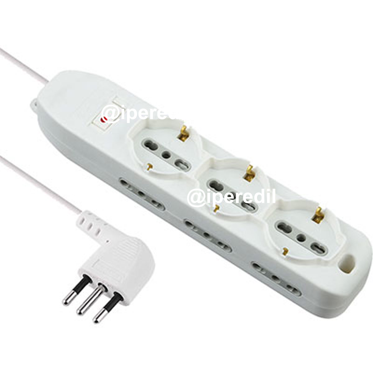 MULTIPRESA BIPASSO + SCHUKO + TERMICO ELECTRALINE BIANCO POSTI 9 2P+T 10A N°XMMQ 3X0,75 MT 2