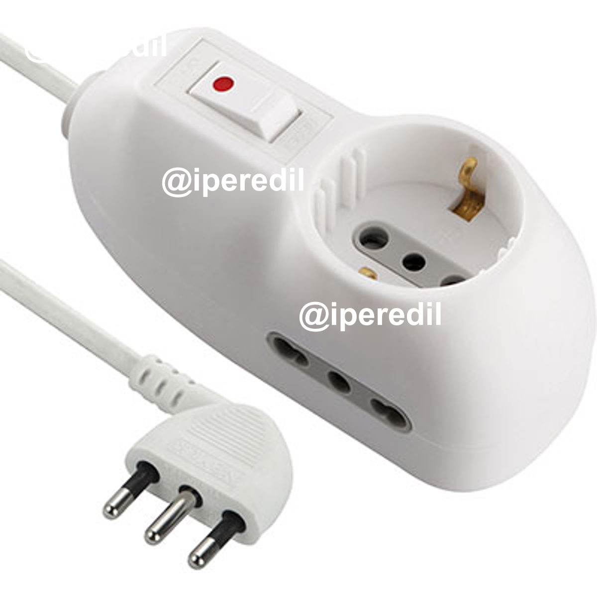 MULTIPRESA BIP. + SCHUKO +TERMICO 620 ELECTRALINE BIANCO POSTI 3 2P+T 10A N°XMMQ 3X0,75 MT 1