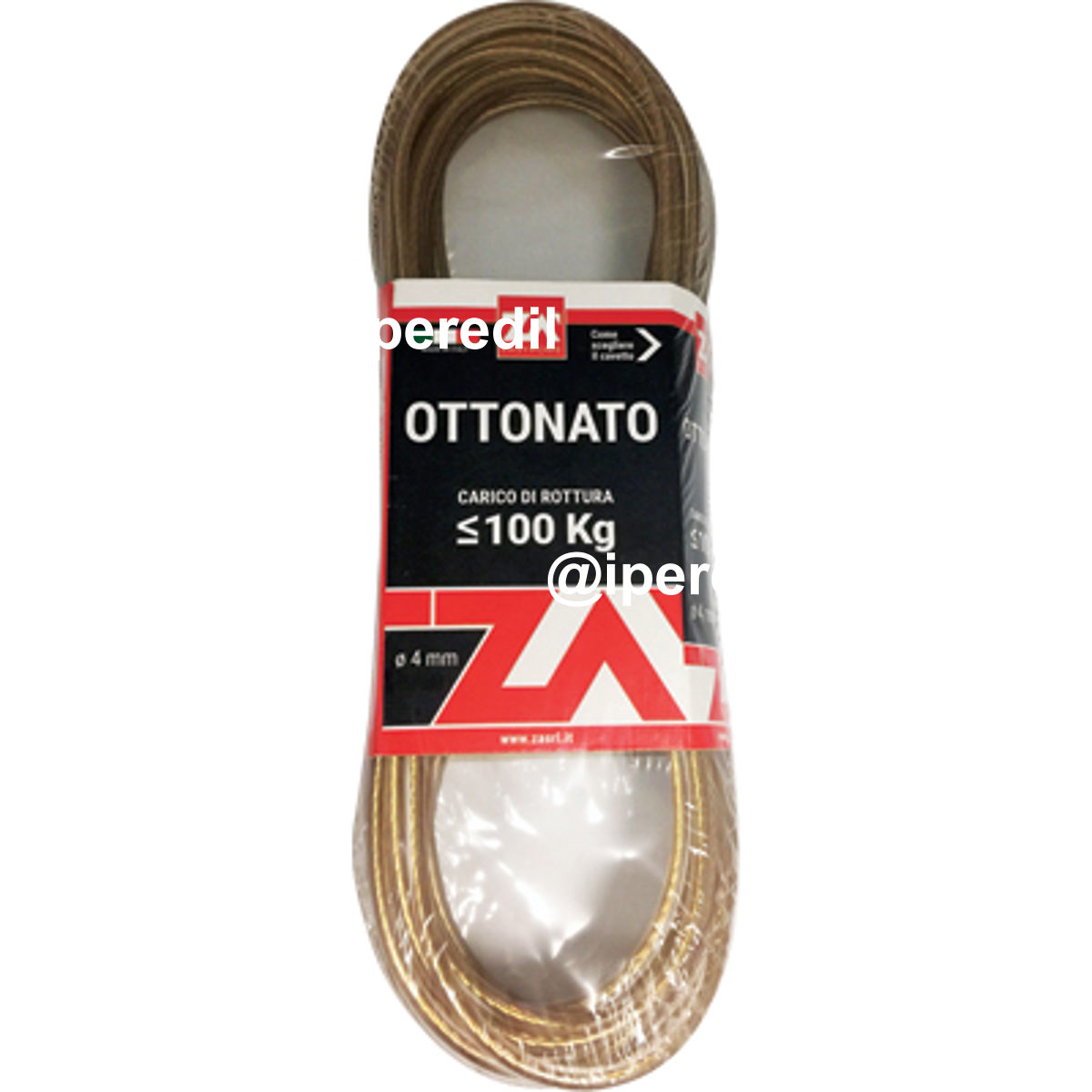 CAVETTO ACCIAIO OTTONATO TRASPARENTE MM 5,0 MT 20