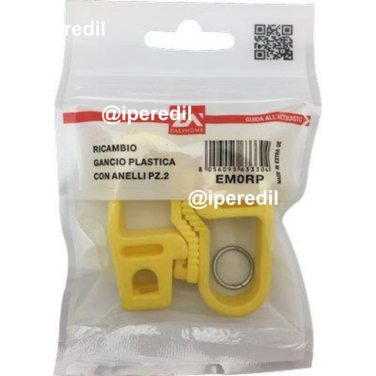 GANCIO PLASTICA X CORDA ELASTICA MM 6/8 CF=PZ 2