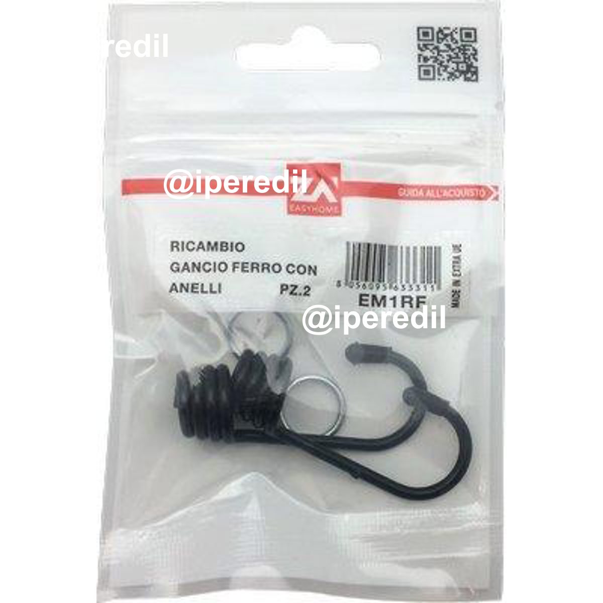GANCIO METALLO X CORDA ELASTICA MM 5/8 CF=PZ 2