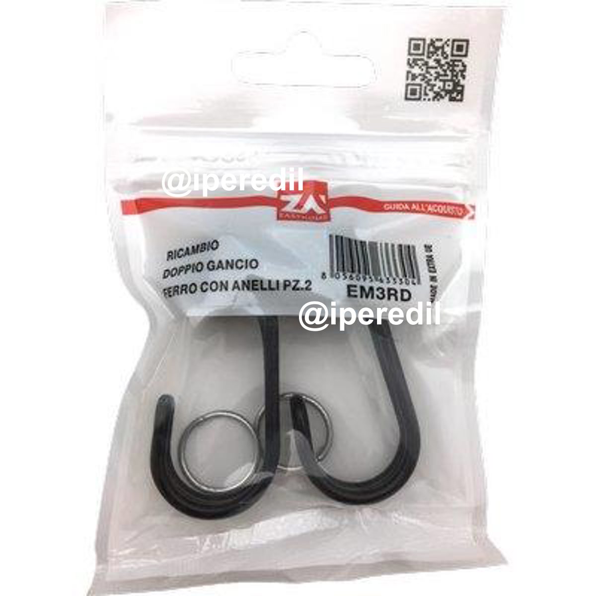 GANCIO METALLO DOPPIO X CORDA ELASTICA MM 6/8 CF=PZ 2