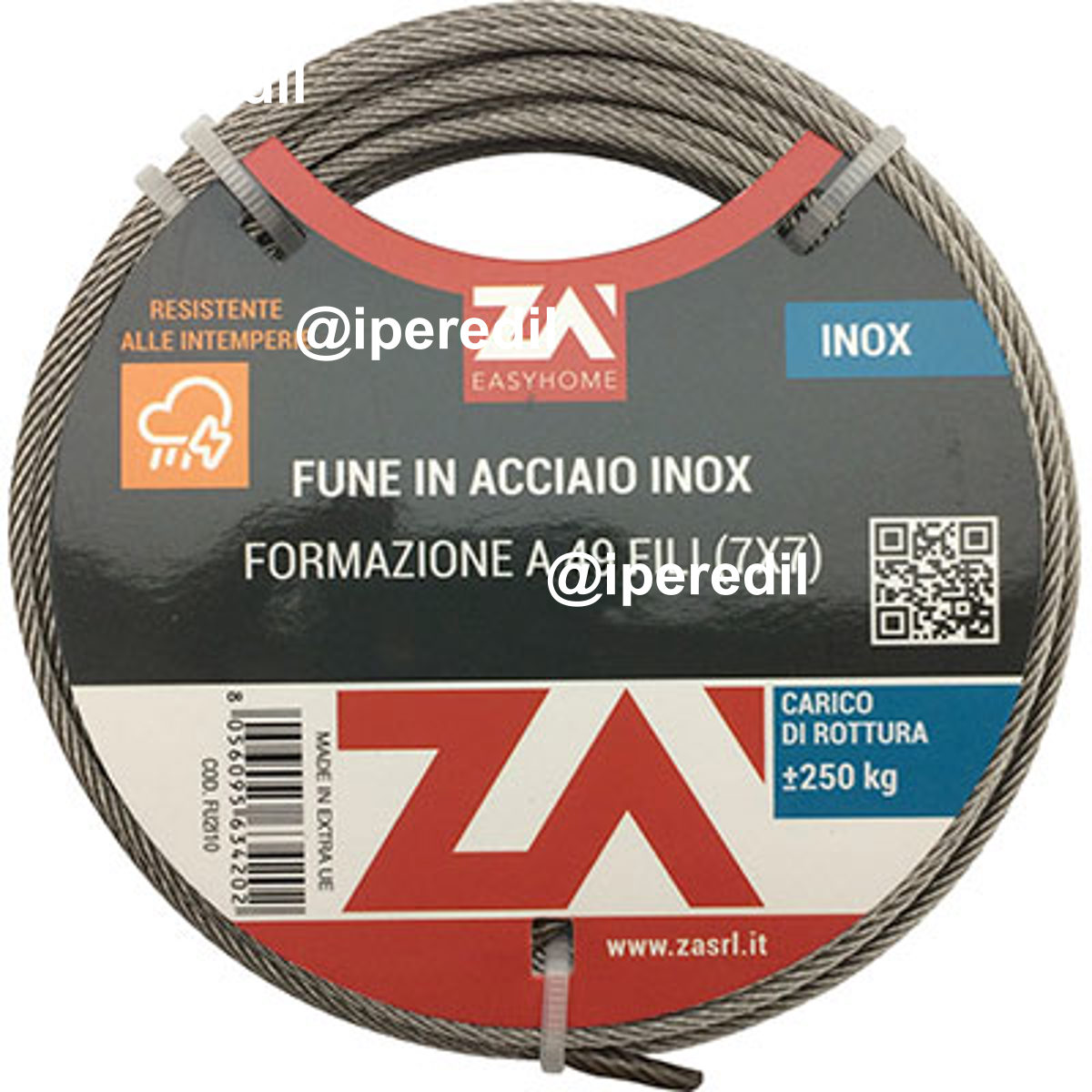 FUNE ACCIAIO INOX D.MM 4 L.MT 25