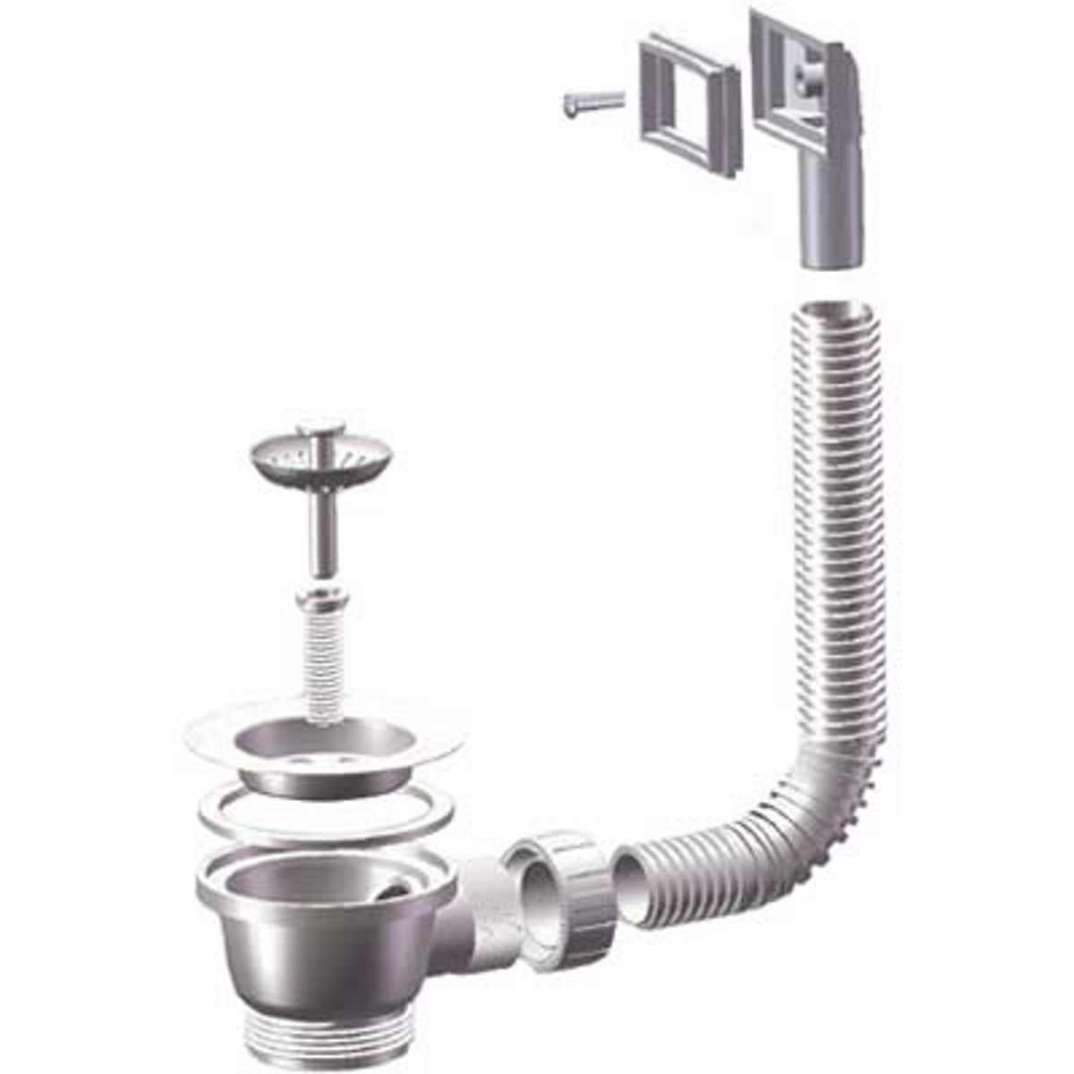 PILETTA MINIBASKET LAVELLO INOX + TROPPO PIENO PP/INOX 1"1/2F + TAPPO GRIGLIA BASKET