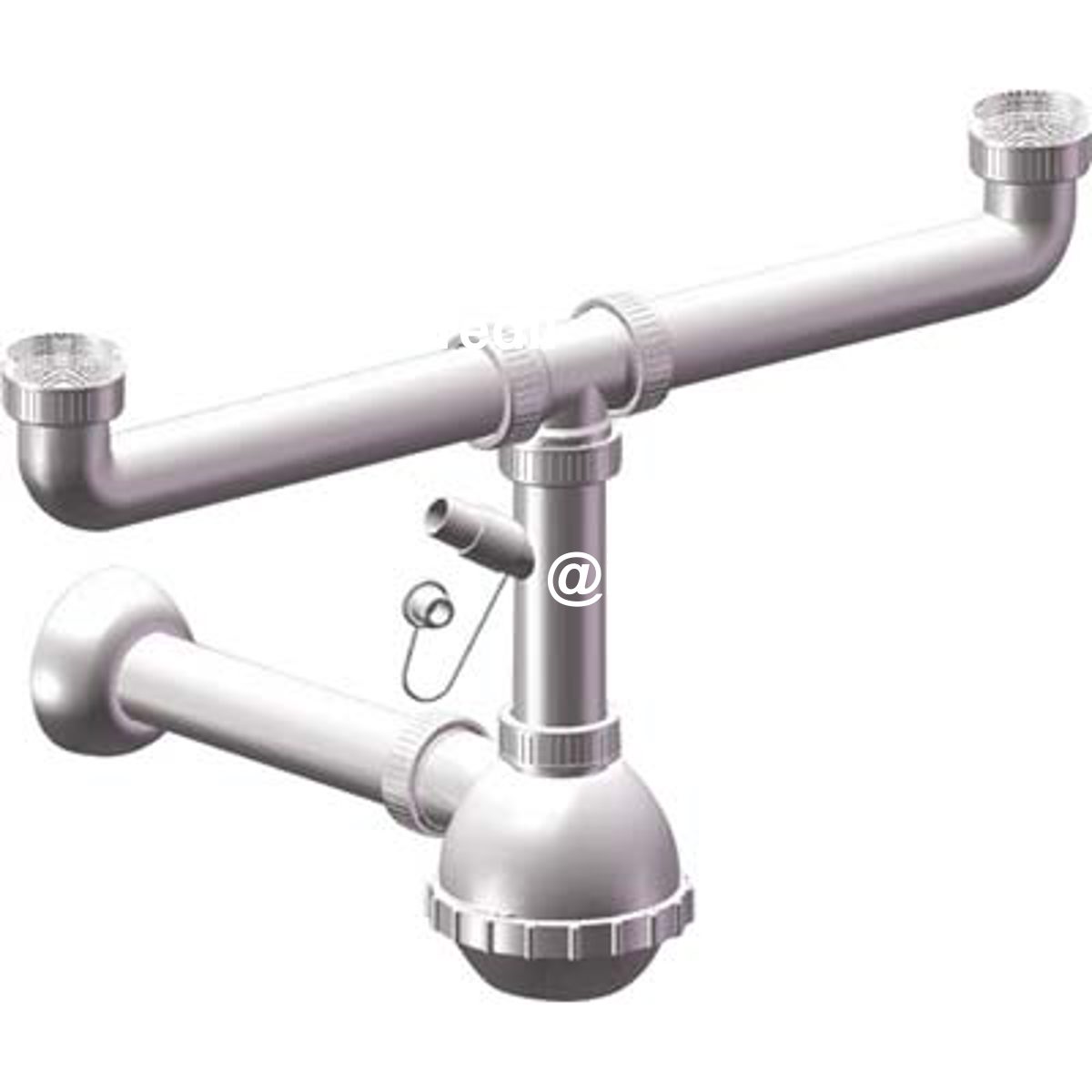 SIFONE PP A BOTTIGLIA 2 VASCHE + 1 ATTACCO BIANCO MM 40/32 1"1/2