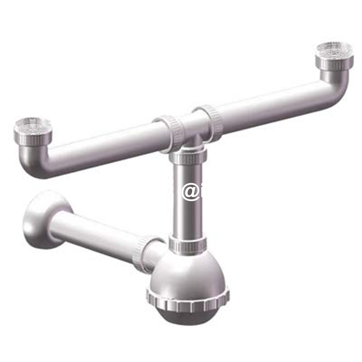 SIFONE PP A BOTTIGLIA 2 VASCHE BIANCO MM 40/32 1"1/4