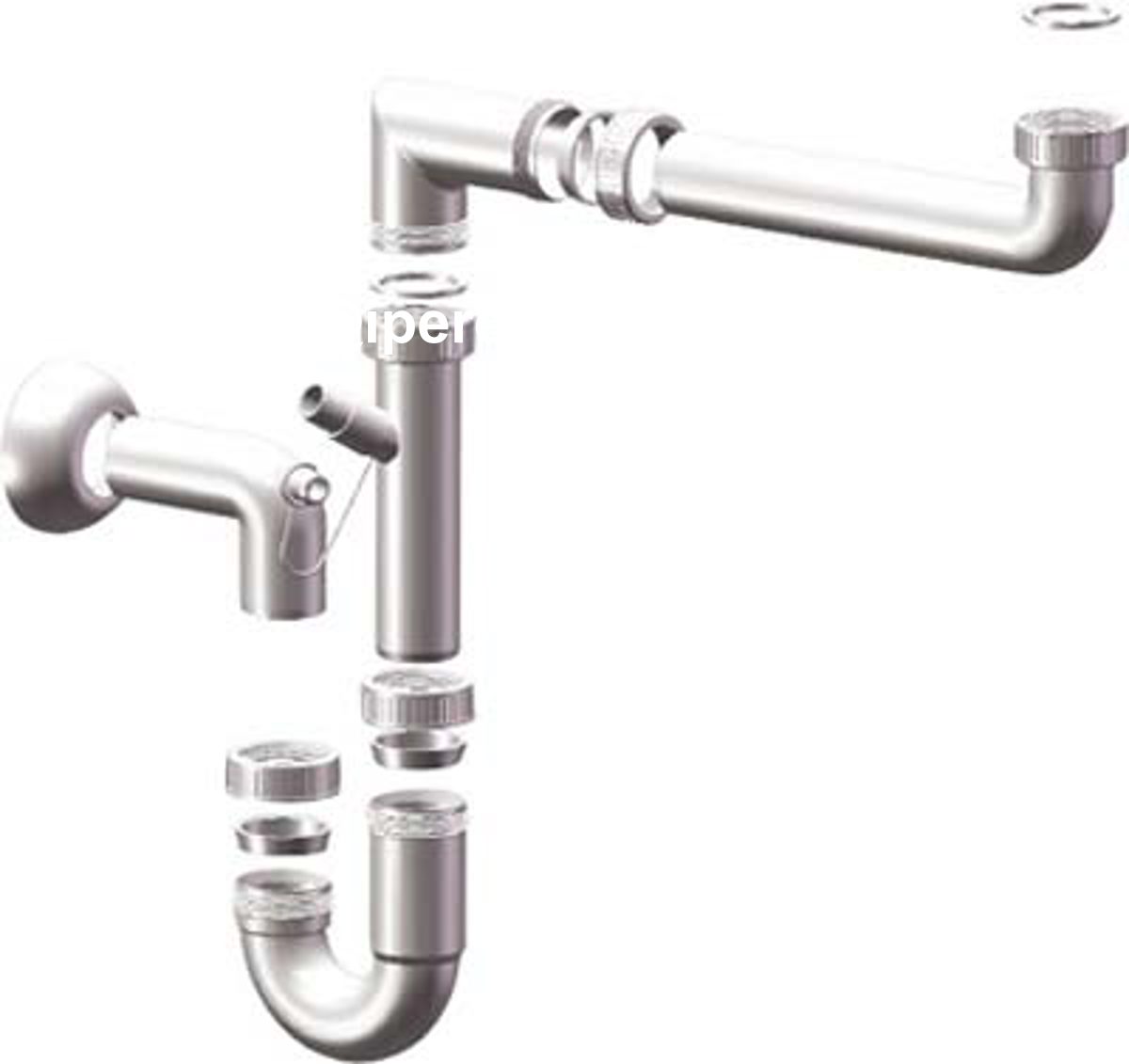 SIFONE PP SALVASPAZIO 1 VASCA + 1 ATTACCO BIANCO MM 40 1"1/2 - 07706192