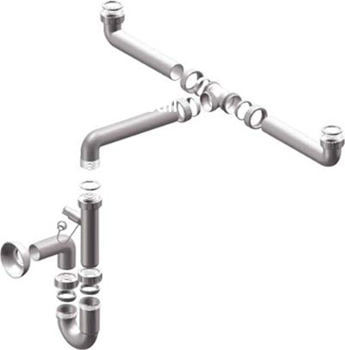 SIFONE PP SALVASPAZIO 2 VASCHE + 1 ATTACCO BIANCO MM 40 1"1/2