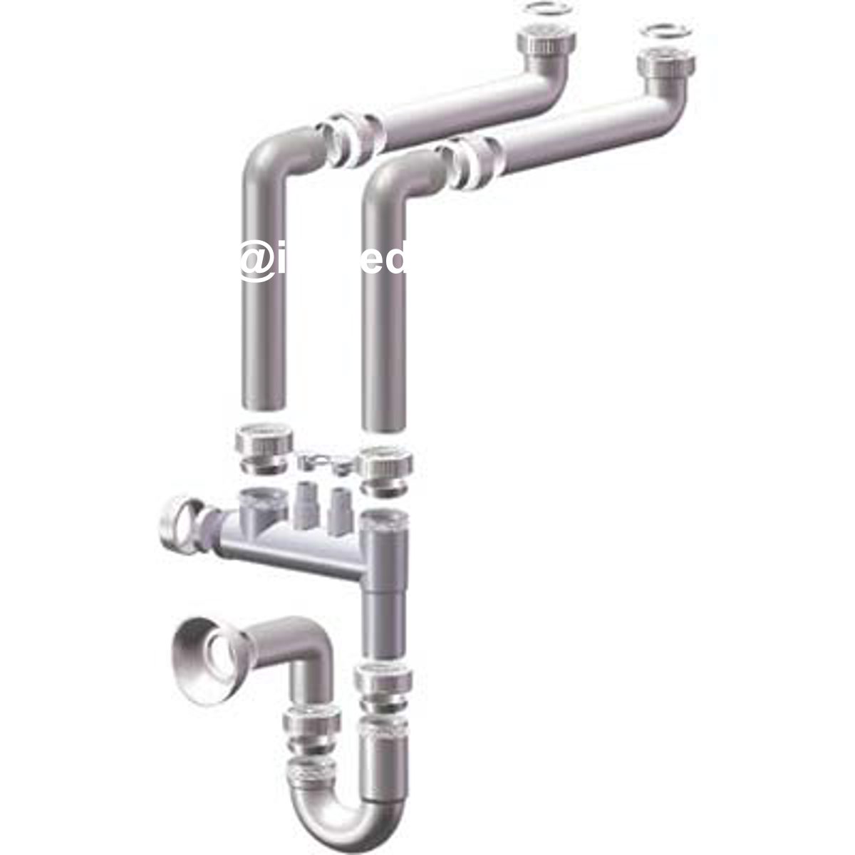 SIFONE PP SALVASPAZIO 2 VASCHE + 2 ATTACCHI BIANCO MM 40 1"1/2