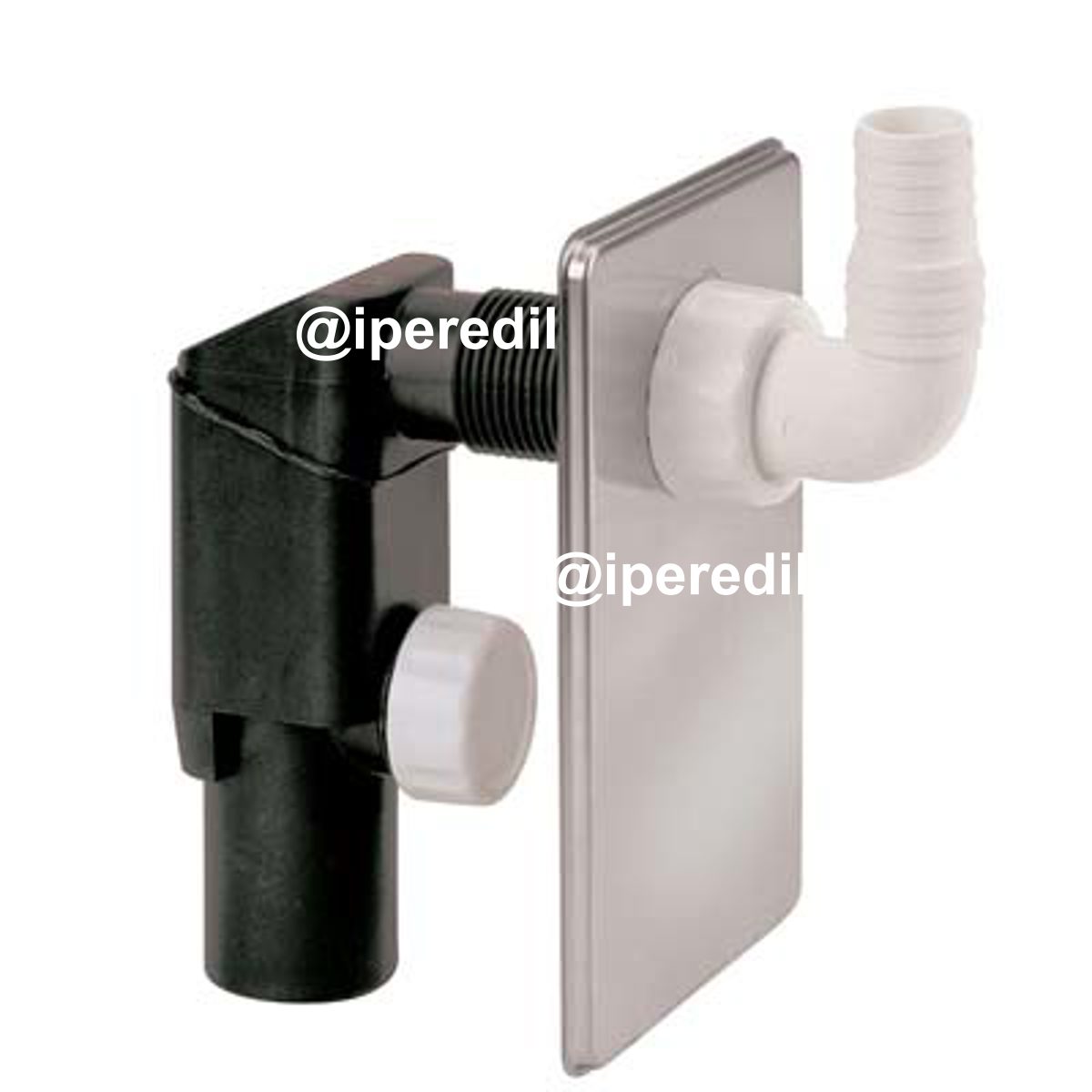 SIFONE PP LAVATRICE AD INCASSO PP BIANCO/PIASTRA INOX MM 40