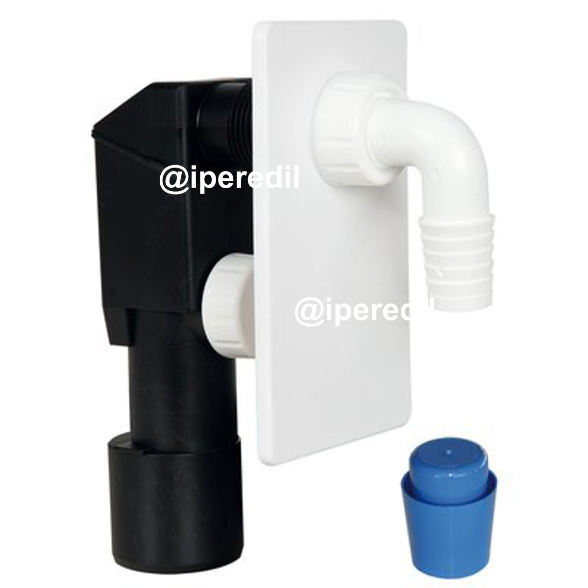 SIFONE PP LAVATRICE AD INCASSO PP + PIASTRA BIANCO MM 40-50