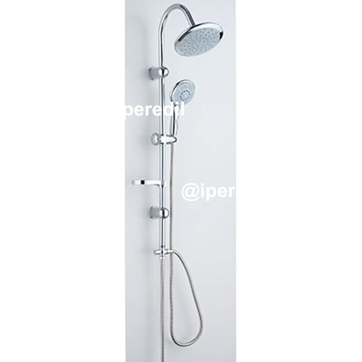 SALISCENDI SOFFIONE + DOCCETTA 5 GETTI EDERA EFFE ACCIAIO INOX TUBO MM 22 + FLEX CM 150 + D.MM 82 - 07709520