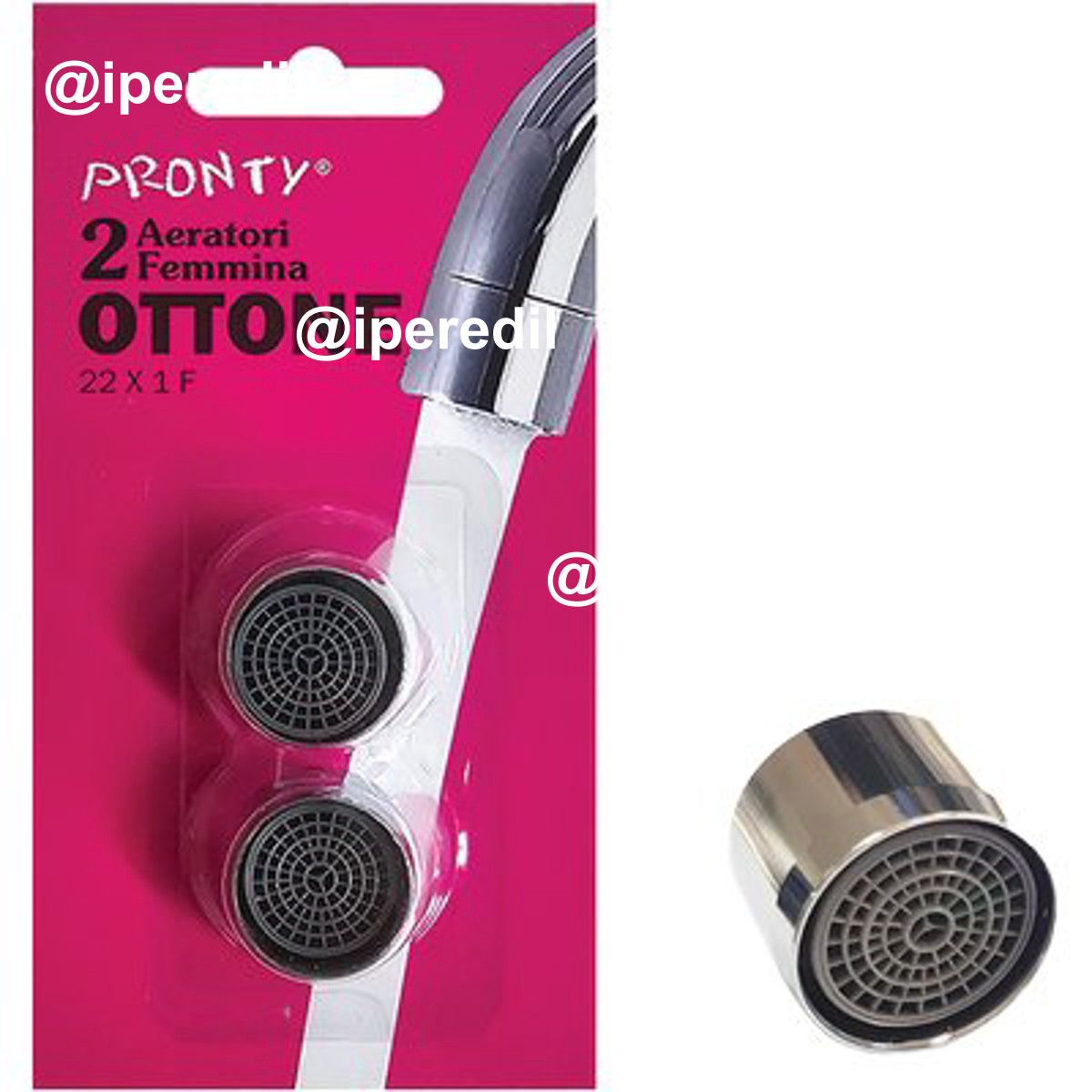 AERATORE RUBINETTO SELF PRONTY OTTONE CROMATO M22X1 CF=PZ 2 - 07710082