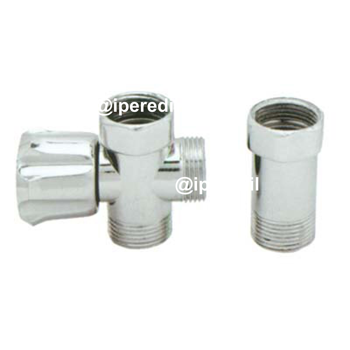RUBINETTO A VITE 3 VIE X LAVATRICE + DISTANZIATORE OTTONE CROMATO 3/4MMF