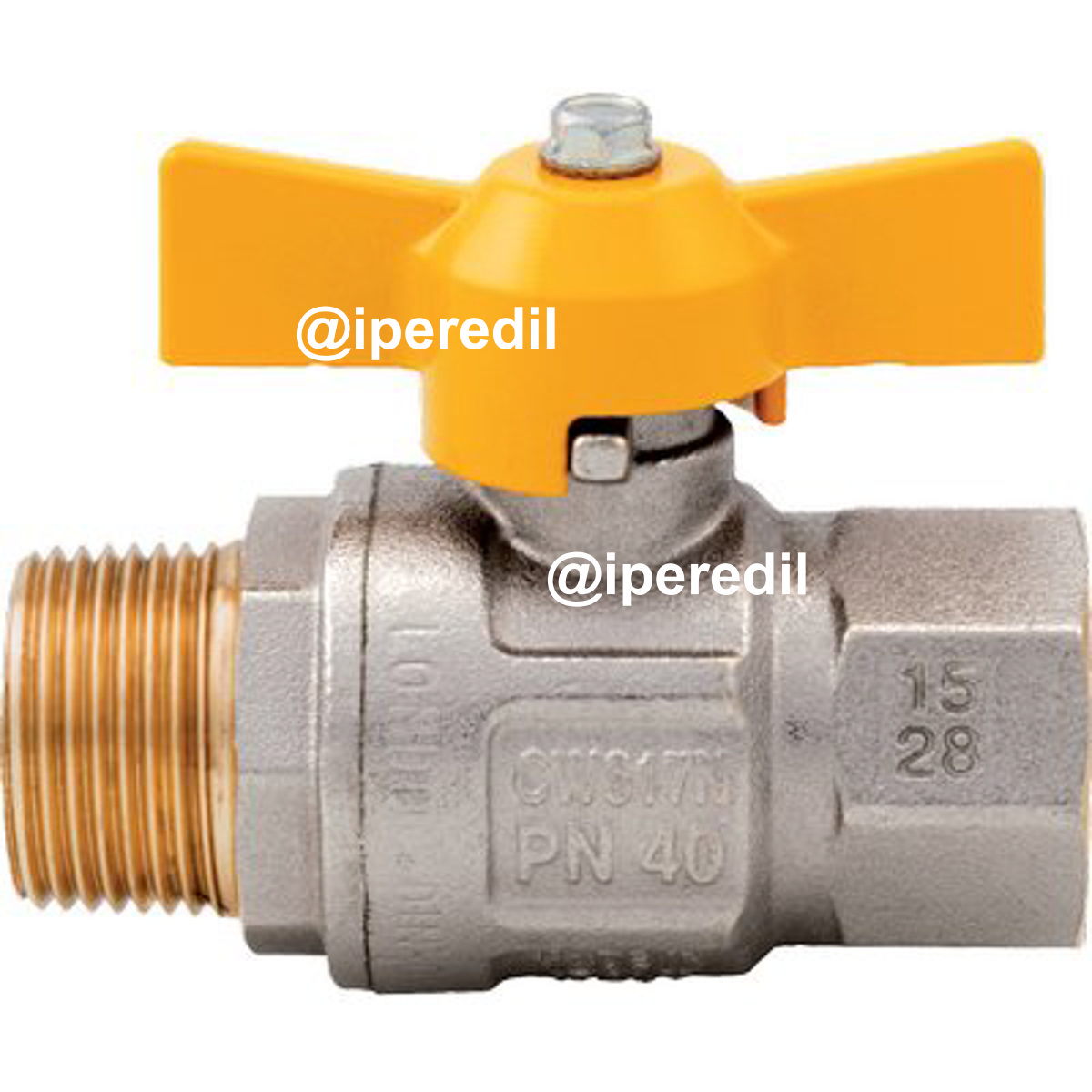 VALVOLA SFERA GAS + FARFALLA MF 069 ITAP OTTONE NICHELATO 1"MF