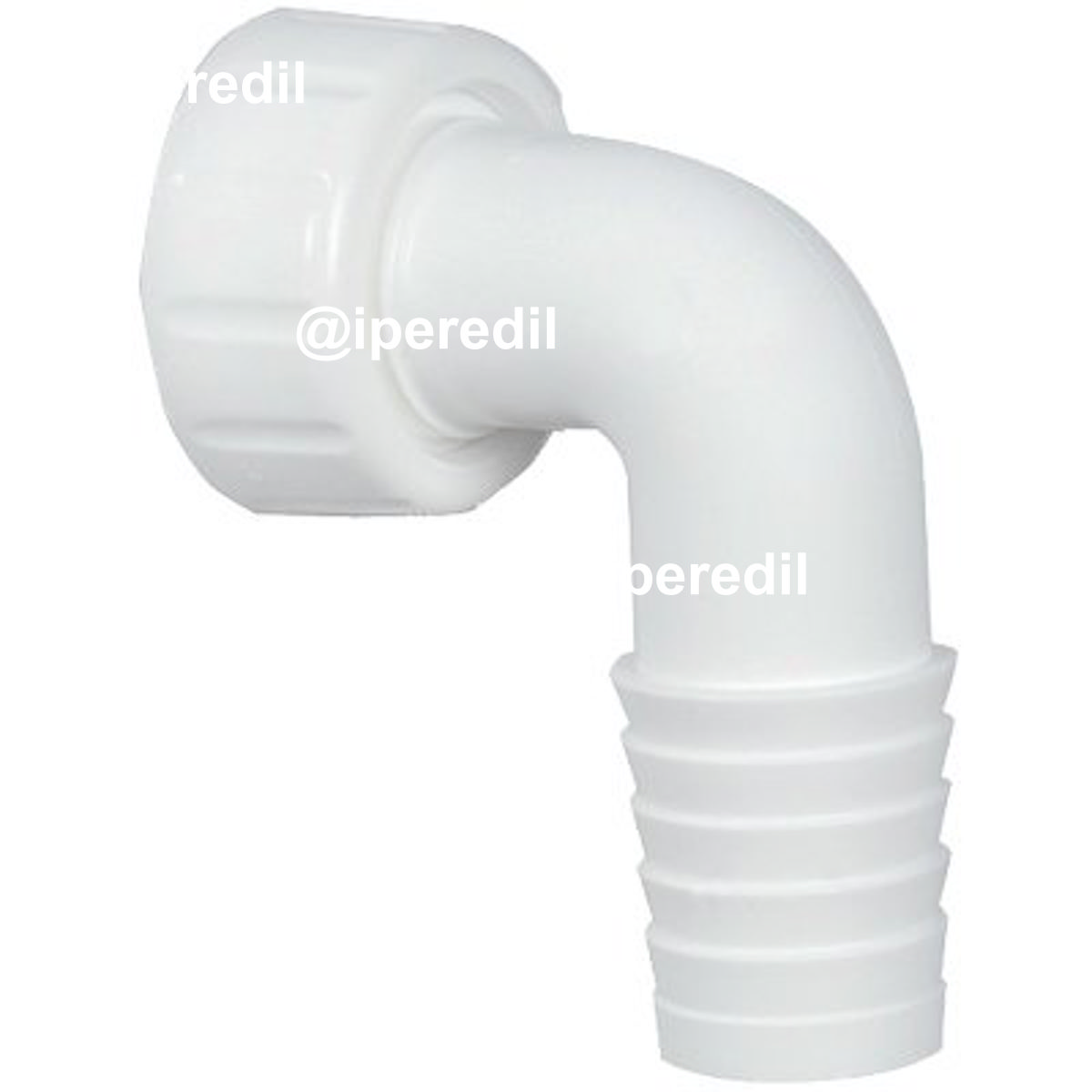 PORTAGOMMA CURVO + GHIERA SCARICO LAVATRICE PP BIANCO MM 17/22X1"F